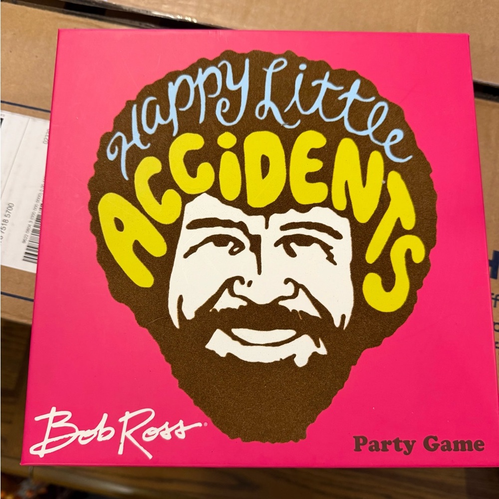 Bob Ross Happy Little Accidents Board Game - Pink and Yellow